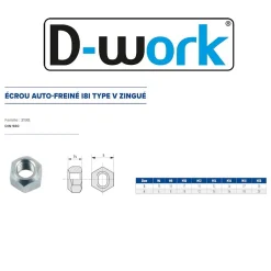 D-Work Écrou-1000 Ecrous Freins Indésserrables M8 mm - DIN 980 - 8 - Zingué blanc -