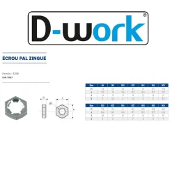 D-Work Écrou-100 Ecrous PAL Autofreinés à Effet Ressort M20 mm - DIN 7967 - Zingué blanc -