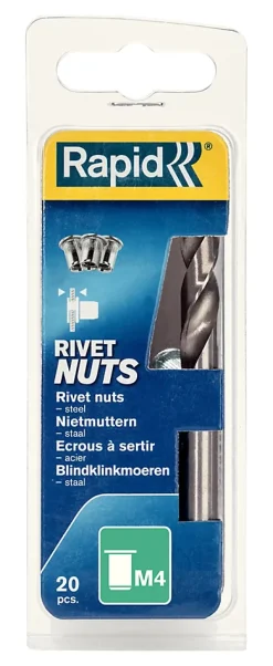Rapid Écrou-Ecrous à sertir M4, lot de 20 pièces