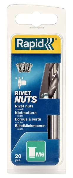 Rapid Ecrous à sertir M6, lot de 20 pièces