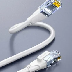 Elfcam-shop Câble Et Connectique Réseau-Elfcam - Câble Ethernet RJ45 Cat 7 SFTP 10m (Rond Blanc), 10Gbps, 600MHz, Cuivre, Anti-Interférences