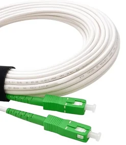 Elfcam-shop Câble, Fil Et Cordon D'Alimentation-Elfcam - Câble Fibre Optique SC-APC à SC-APC - 15m (Blanc), Jarretière Renforcée 9/125um, Blindé, Compatible Livebox