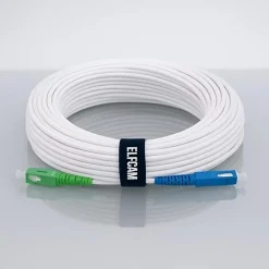 Elfcam-shop Câble, Fil Et Cordon D'Alimentation-Elfcam - Câble Fibre Optique SC-APC à SC-UPC - 5m (Blanc), Jarretière Optique 9/125um, Compatible Freebox, Livebox