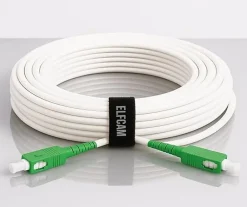 Elfcam-shop Elfcam - Câble Fibre Optique SC-APC à SC-APC - 200m (Blanc), Jarretière Renforcée 9/125um, Blindé, Compatible Livebox
