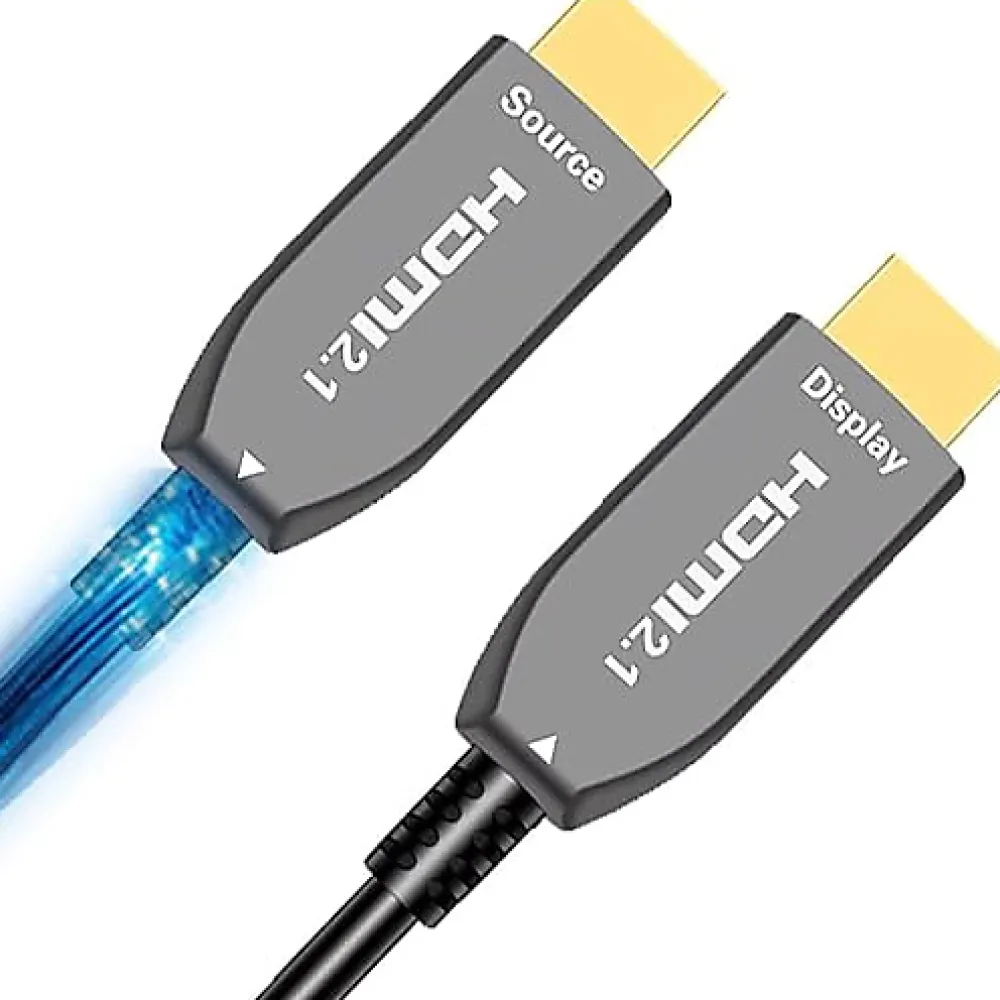 Elfcam-shop Elfcam - Câble HDMI 8K Fibre Optique 5m (Noir) - 48Gbps, HDMI 2.1, 8K 60Hz, 4K 120Hz, HDR10, eARC, PS5, Xbox, TV
