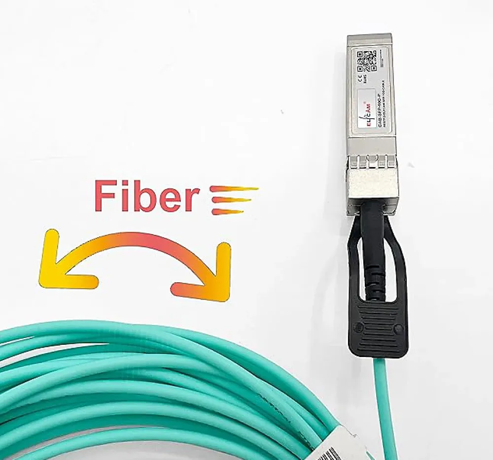 Elfcam-shop Box Domotique-Elfcam - Câble Optique Actif SFP+ à SFP+ - 15m, AOC 10 Gbit/s OM3, Ultra Performant, Réseau Professionnels, PC