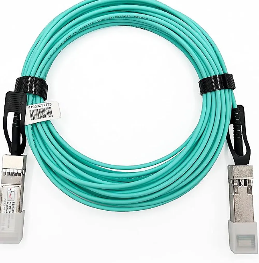 Elfcam-shop Box Domotique-Elfcam - Câble Optique Actif SFP+ à SFP+ - 20m, AOC 10 Gbit/s OM3, Ultra Performant, Réseau Professionnels, PC
