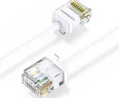 Elfcam-shop Câble Et Connectique Réseau-Elfcam - Câble RJ45 Cat 6 Slim 0.25m (Blanc) - 32AWG Ultra Fin, Réseau LAN/WAN, Haut Débit, Idéal PC, Box, Routeur