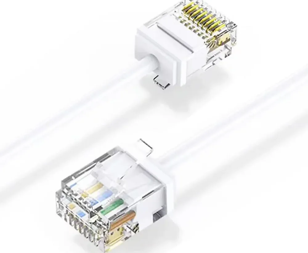 Elfcam-shop Câble Et Connectique Réseau-Elfcam - Câble RJ45 Cat 6 Slim 0.25m (Blanc) - 32AWG Ultra Fin, Réseau LAN/WAN, Haut Débit, Idéal PC, Box, Routeur