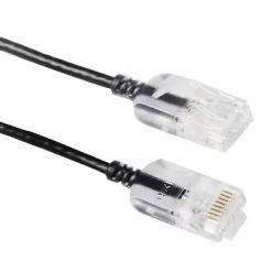 Elfcam-shop Câble Et Connectique Réseau-Elfcam - Câble RJ45 Cat 6 Slim 1m (Noir) - 32AWG Ultra Fin, Réseau LAN/WAN, Haut Débit, Idéal PC, Box, Routeur