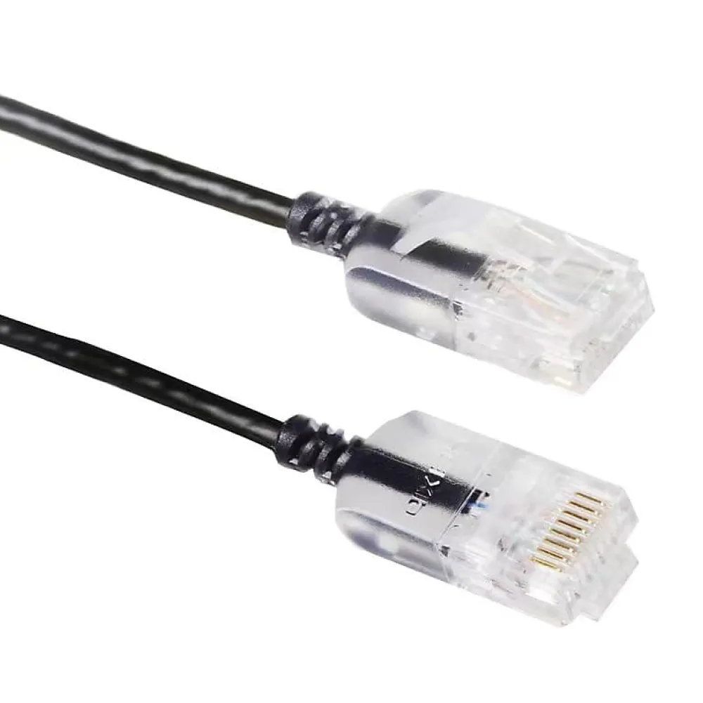 Elfcam-shop Câble Et Connectique Réseau-Elfcam - Câble RJ45 Cat 6 Slim 1m (Noir) - 32AWG Ultra Fin, Réseau LAN/WAN, Haut Débit, Idéal PC, Box, Routeur
