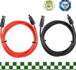 Elfcam-shop Elfcam - 2 Câbles Solaires 4mm² 5m, Connecteurs M/F, 12AWG, DC1500V, IP68, Anti-UV, Certifié TUV