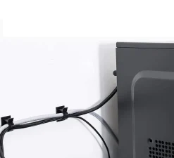 Elfcam-shop Fixation Et Raccordement Du Câble-Elfcam - Clips Câble Adhésif Réglable pour Fibre Optique, Noir, Maison/Bureau, Attache Fil (Lot de 60)