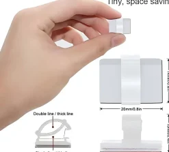 Elfcam-shop Fixation Et Raccordement Du Câble-Elfcam - Clips Câble Adhésif Réglable pour Fibre Optique, Maison/Bureau, Attache Fil (Lot de 100)