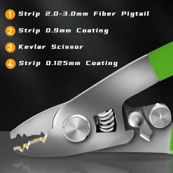 Elfcam-shop Pince À Dénuder-Elfcam - 4-en-1 Pince à Dénuder et Ciseaux Kevlar, FTTH Fibre Optique, Outil Pro Techniciens