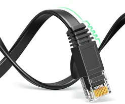 Elfcam-shop Elfcam - 20m Câble Ethernet RJ45 Cat7 Flat Noir, 10Gbps 600MHz, Cuivre, SFTP, Anti-Bruit, PC, Modem, Routeur