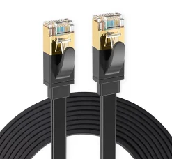 Elfcam-shop Câble Et Connectique Réseau-Elfcam - 10m Câble Ethernet RJ45 Cat7 Flat Blanc, 10Gbps 600MHz, Cuivre, SFTP, Anti-Bruit, PC, Modem, Routeur