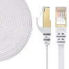 Elfcam-shop Elfcam - 5m Câble Ethernet RJ45 Cat7 Flat Blanc, 10Gbps 600MHz, Cuivre, SFTP, Anti-Bruit, PC, Modem, Routeur