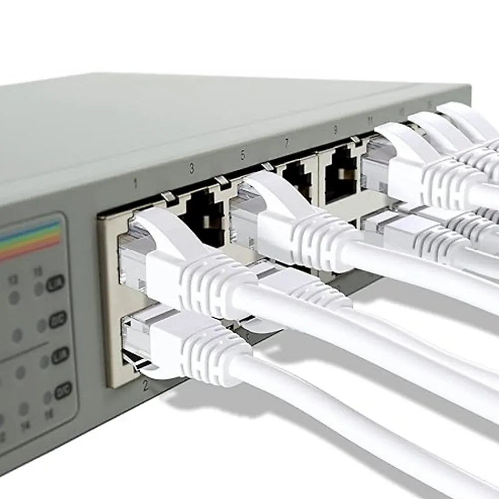 Elfcam-shop Elfcam - 40m Câble Ethernet RJ45 Cat 6 Rond Blanc 1Gbps 26AWG, LAN/WAN, Idéal PC, Modem, Routeur, Box Fibre