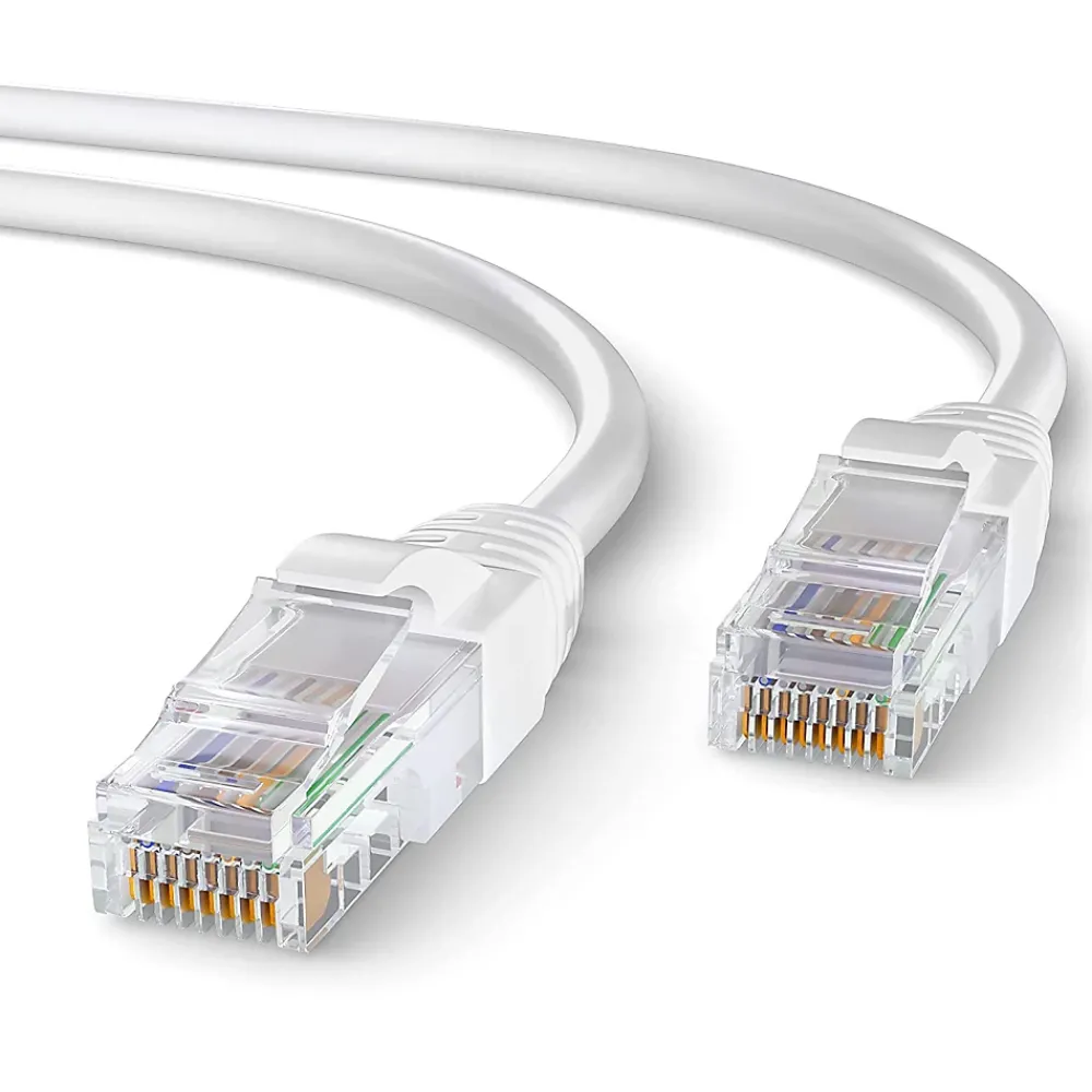 Elfcam-shop Elfcam - 40m Câble Ethernet RJ45 Cat 6 Rond Blanc 1Gbps 26AWG, LAN/WAN, Idéal PC, Modem, Routeur, Box Fibre
