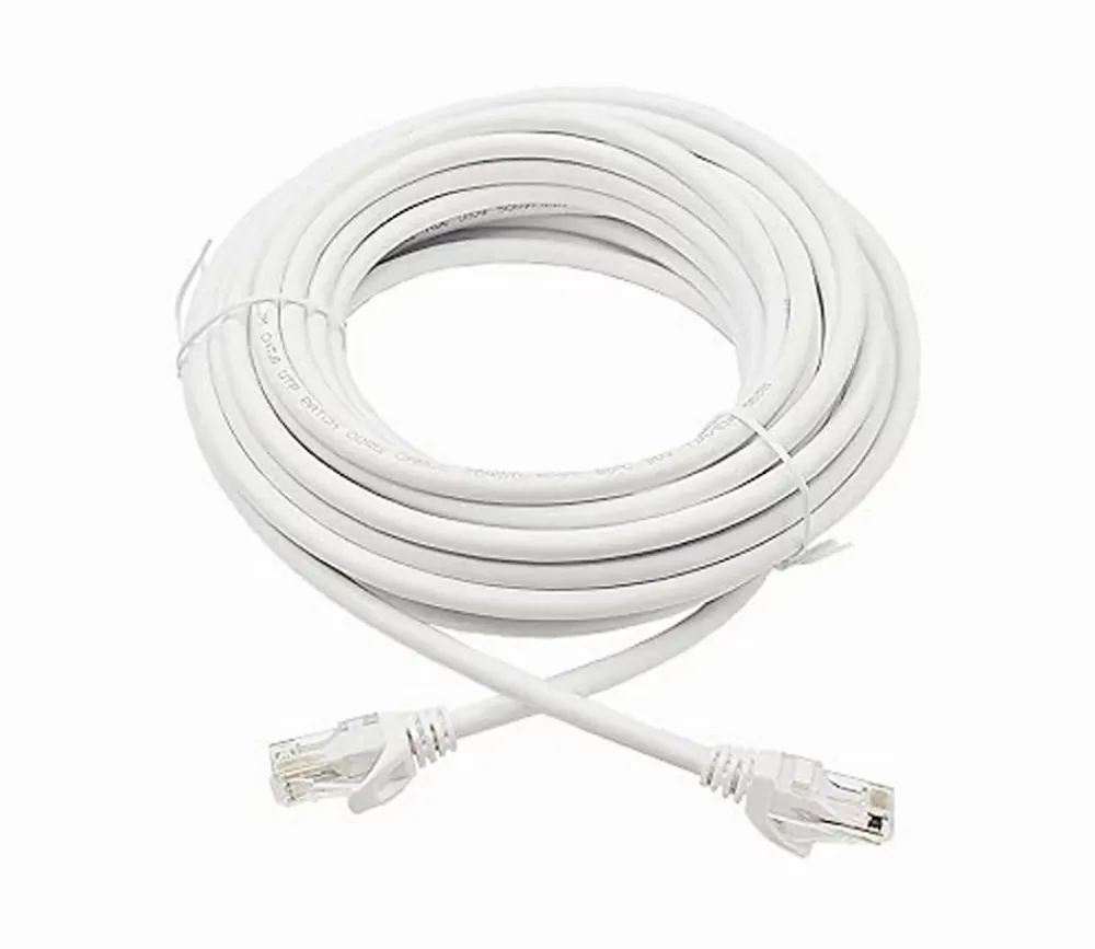 Elfcam-shop Elfcam - 40m Câble Ethernet RJ45 Cat 6 Rond Blanc 1Gbps 26AWG, LAN/WAN, Idéal PC, Modem, Routeur, Box Fibre