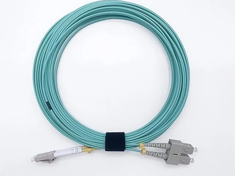 Elfcam-shop Câble, Fil Et Cordon D'Alimentation-Elfcam - 100m Câble à Fibre Optique OM3 SC/UPC à LC/UPC Multimode Duplex 50/125um LSZH