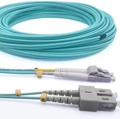 Elfcam-shop Câble, Fil Et Cordon D'Alimentation-Elfcam - 100m Câble à Fibre Optique OM3 SC/UPC à LC/UPC Multimode Duplex 50/125um LSZH