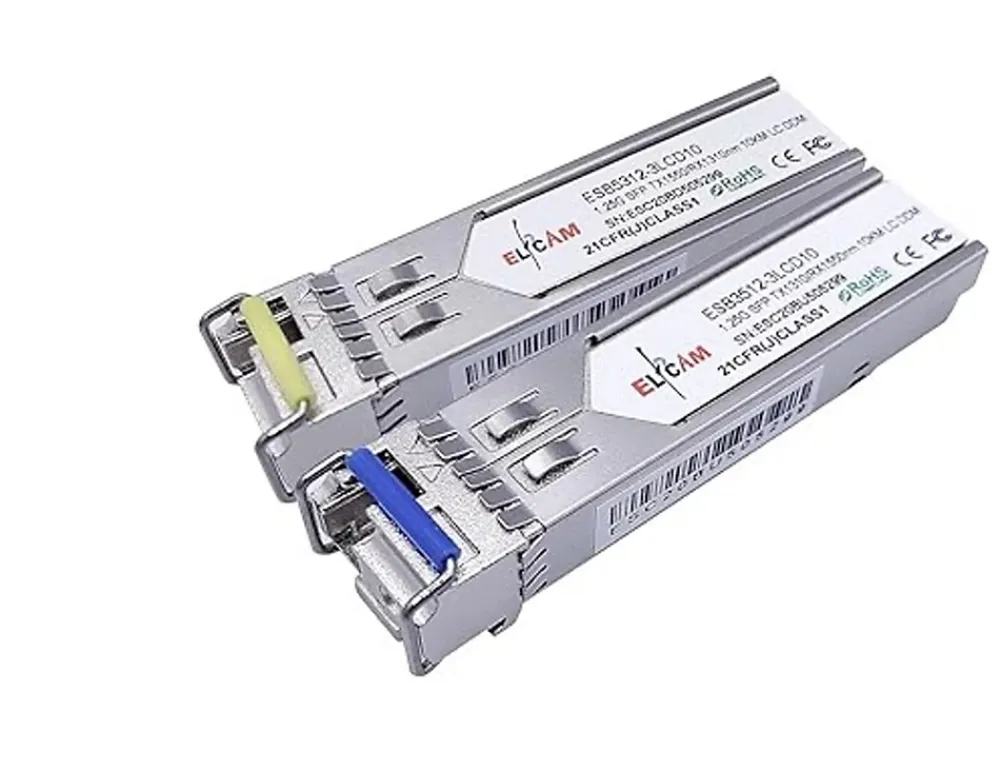Elfcam-shop Box Domotique-Elfcam - 2 Modules SFP BIDI 1,25 Gbps LC/UPC Monomode OS2, DDM, 10 km, TX 1310/RX 1550 & TX 1550/RX 1310