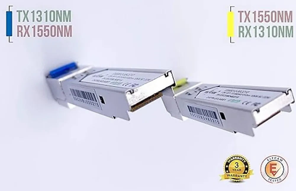 Elfcam-shop Box Domotique-Elfcam - 2 Modules SFP BIDI 1,25 Gbps - SC Monomode, DDM, 10 km, TX1310/RX1550 & TX1550/RX1310