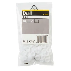 Diall Cache Vis Et Cache Trou-Embout blanc à clipser ø6-8 mm - 100 pièces