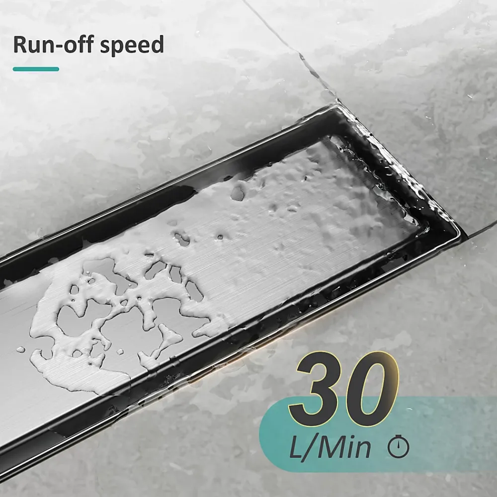 EMKE Siphon de douche linéaire, 80x7 cm, inox brossé SUS304, double installation