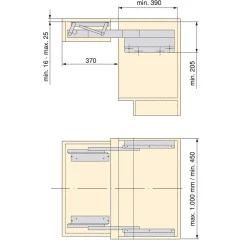 Compas, Coulisse Et Coulisseau-Emuca Coulisses pour table extensible et relevable Oplà Folding+39, Aluminium, Acier inox anodisé