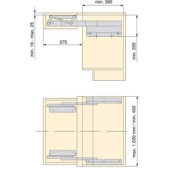 Compas, Coulisse Et Coulisseau-Emuca Coulisses pour table extensible et relevable Oplà Folding+39, Aluminium, Acier inox anodisé
