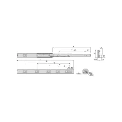 Compas, Coulisse Et Coulisseau-Emuca Jeu de coulisses à billes à sorties totale avec supports, hauteur 45mm, longueur 350mm, Acier, Zingué