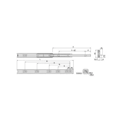 Compas, Coulisse Et Coulisseau-Emuca Jeu de coulisses à billes pour tiroirs à sortie totale, fermeture amortie, hauteur45mm, longueur 550mm, Acier, Zingué