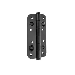 Emuca Charnière D'Ameublement-Lot de 5 charnières de porte de sécurité, 150x80mm, charnières anti-dégondage à bords arrondis, sans garniture, Acier, Noir