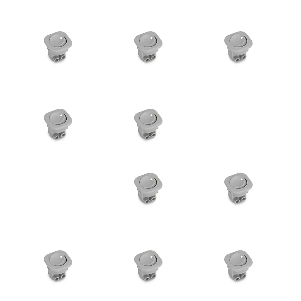 Emuca Lot de 10 interrupteurs à encastrer D21x21, Plastique, Gris