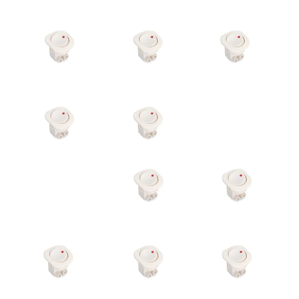 Emuca Commande De L'Éclairage-Lot de 10 interrupteurs à encastrer D21x21, Plastique, Blanc