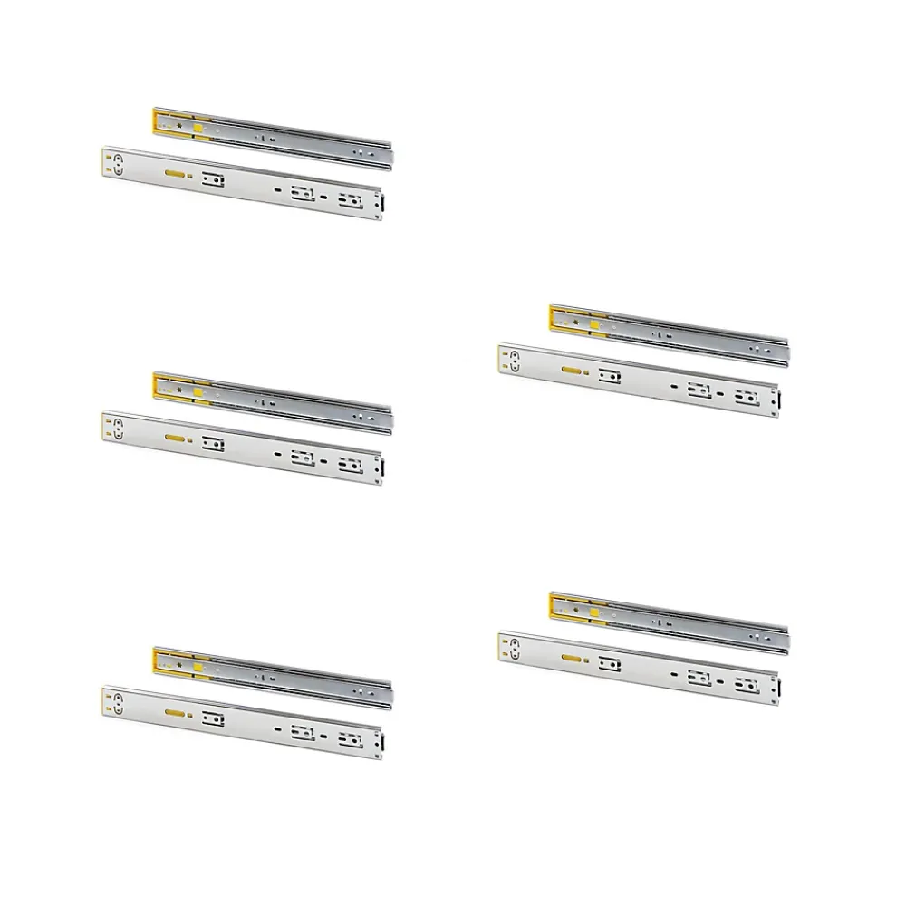 Compas, Coulisse Et Coulisseau-Emuca Lot de 5 jeux de coulisses pour tiroirs, roulement à billes, hauteur 45mm, profondeur 300mm, à sortie totale, avec push,
