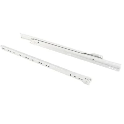 Emuca Lot de 5 jeux de coulisses a roulettes pour tiroir T30, drop lock, longueur 550mm, sortie partielle, Acier, Blanc