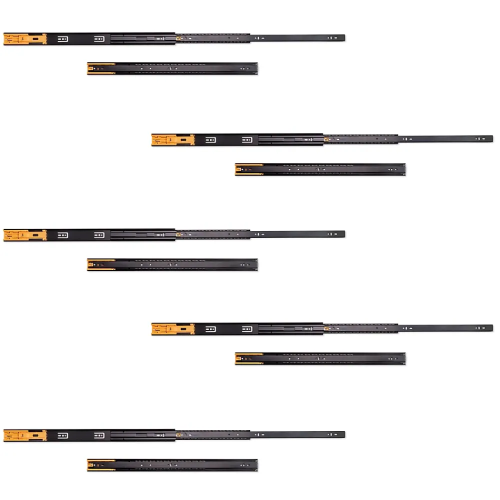 Emuca Lot de 5 jeux de Coulisses pour tiroirs, roulement à billes, hauteur 45mm, profondeur 600mm, sortie totale, fermeture