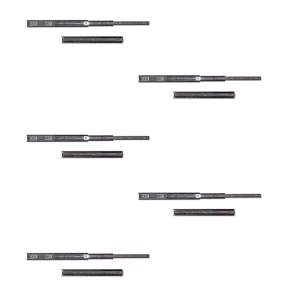 Compas, Coulisse Et Coulisseau-Emuca Lot de 5 jeux de Coulisses pour tiroirs, roulement à billes, hauteur 45mm, profondeur 400mm, sortie totale, Noir
