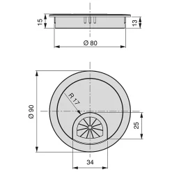 Emuca Range-Fil Et Cache-Fil|Range-Fil Et Cache-Fil-Lot de 8 passe-câbles circulaires, diamètre 60mm, à encastré Zamak, Chromé