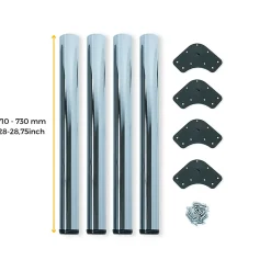Emuca Pied De Meuble-Lot de 4 pieds de table, diamètre 60mm, H 710mm, Acier, Chromé