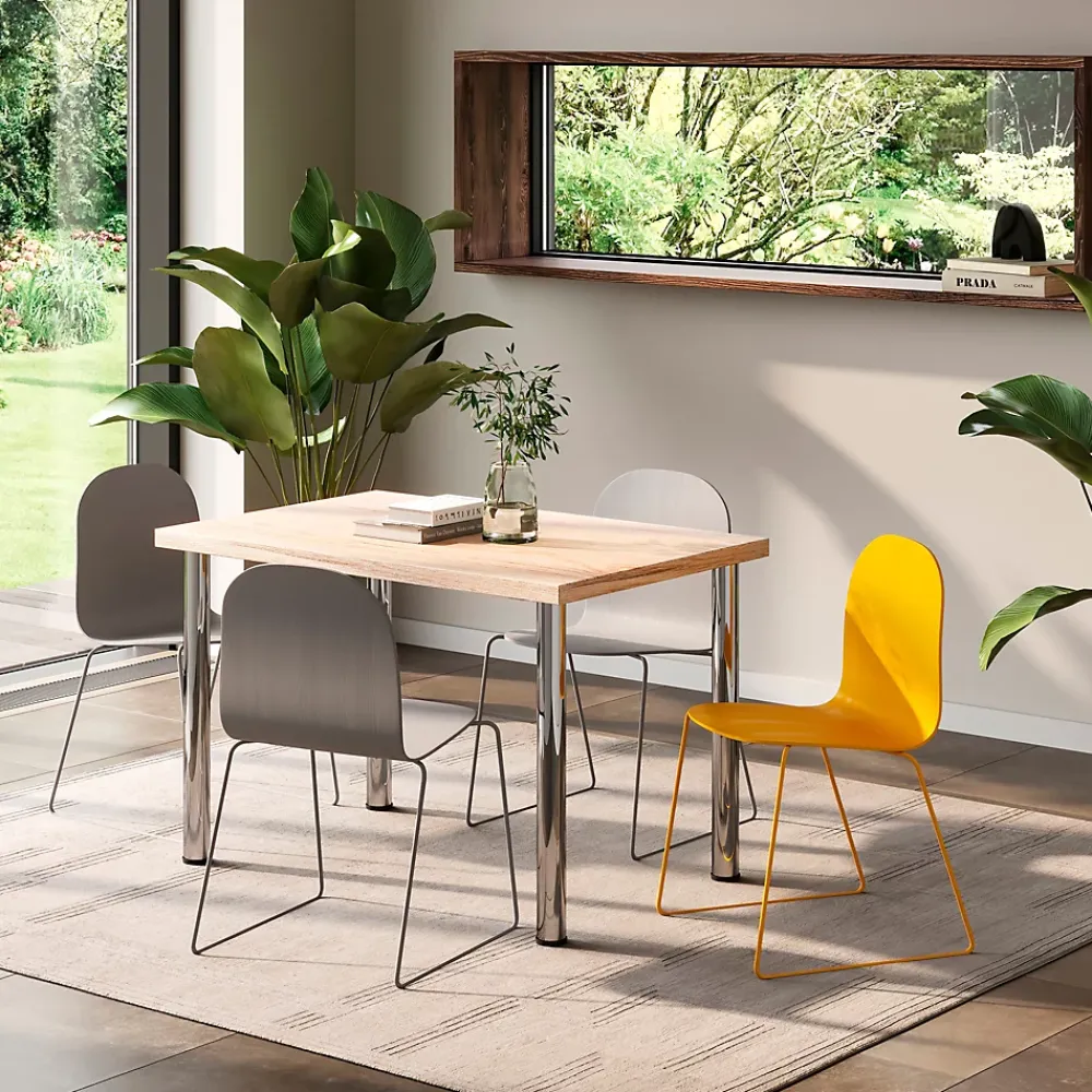 Emuca Pied De Meuble-Lot de 4 pieds de table, diamètre 60mm, H 710mm, Acier, Chromé