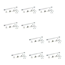 Emuca Lot de 10 pistons pour portes Relevable H, 11kg, course 100mm, avec loquets, acier et plastique, gris métallisé