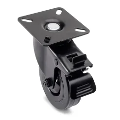 Emuca Pied De Meuble-Lot de 4 roulettes Black avec plétine de montage, diamètre 75mm, Plastique et Acier, Noir
