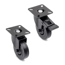 Emuca Pied De Meuble-Lot de 4 roulettes Black avec plétine de montage, diamètre 75mm, Plastique et Acier, Noir