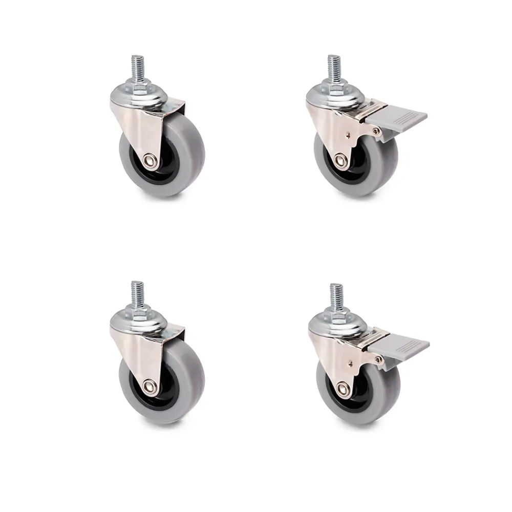 Emuca Lot de 4 roulettes Slip gris-noir avec boulon, diamètre 50mm, Acier et Plastique, Gris Plastique