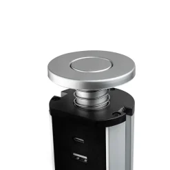 Emuca Boîte De Dérivation-Multiconnecteur élevable Vertikal A+C, EU, Peint en aluminium, Plastique et Aluminium.